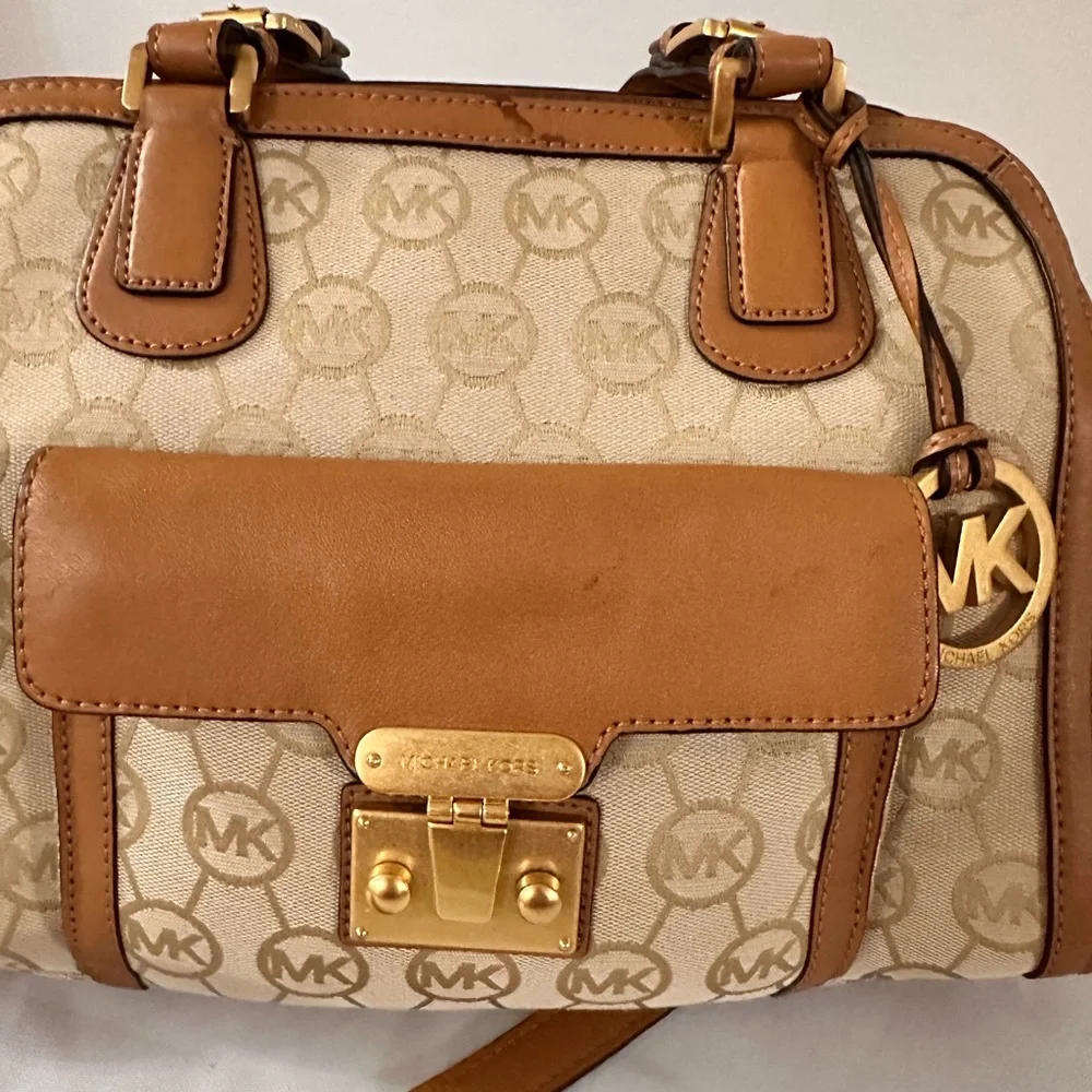 Michael Kors Cream and Tan Satchel